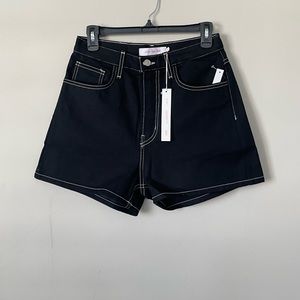 Lisa Says Gah Black Denim Jean Shorts with Contrast Stitching